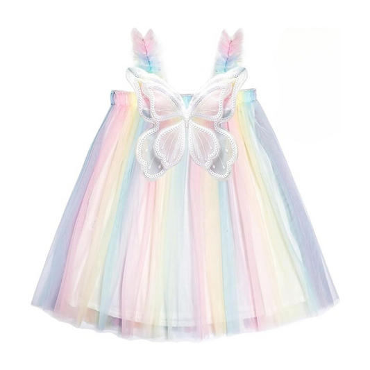 AMIRA | Layered Rainbow Tutu Butterfly Girls Dress
