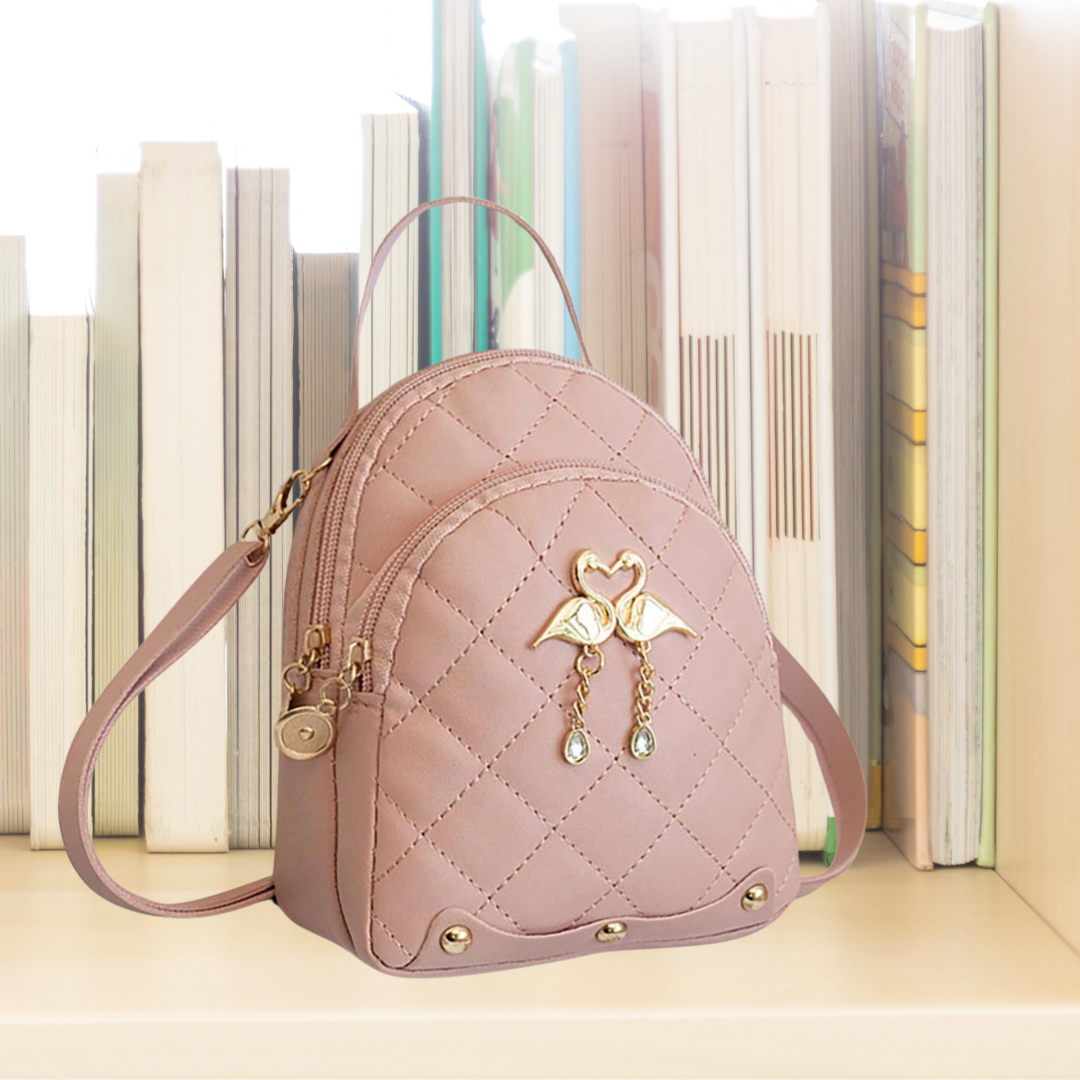 Flamingo | Kids Mini Faux Leather Backpack | Available in Black and Pink