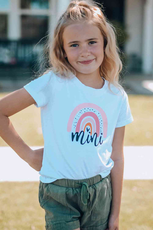 Rainbow Mini | Girls Graphic Round Neck Tee Shirt | Mommy & Me