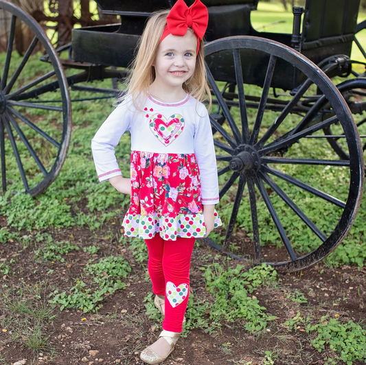 Lovely | Hearts & Polka Dot Red Floral Valentine's Day Party Set - Felicity + Asher Boutique