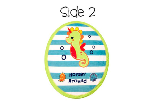 Mermaid/Seahorse | Reversible Oval Kids Towel