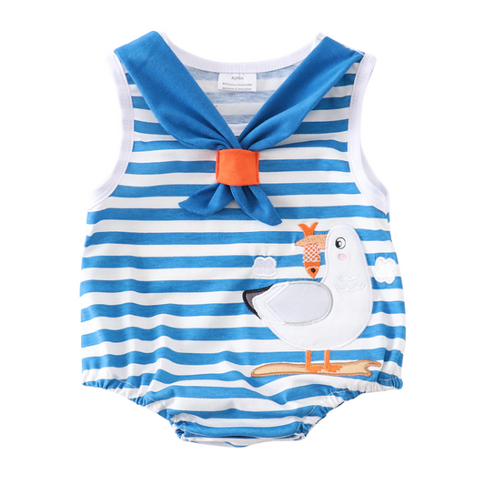 Scuttle | Seagull Blue Striped Infant Boys Bubble Romper