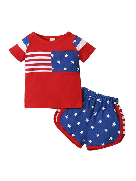 Washington | Independence Day Stars & Stripes T-Shirt Short Set - Felicity + Asher Boutique
