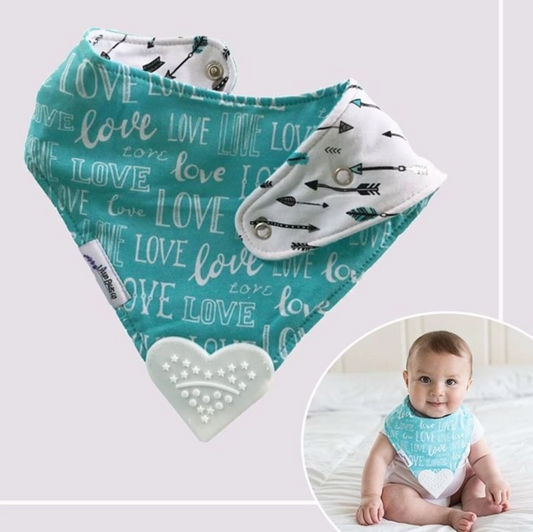 Turquoise & Arrows | Reversible Bandana Big with Teether - Felicity + Asher Boutique