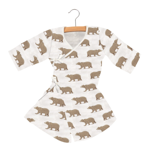 Goodnight | Ivory Bear Bamboo Mini Wrap Dress
