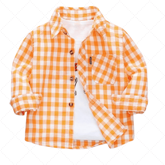Milo | Boys Gingham Long-Sleeve Button-Up Shirt - Felicity + Asher Boutique