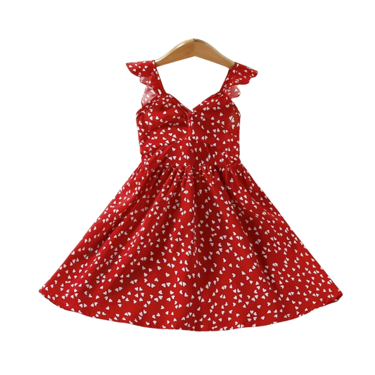 Cara | Confetti Heart Twist Ruffle Sleeve Dress