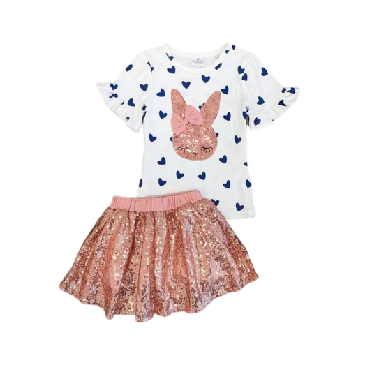 Rosie | Rose Gold Bunny Sequin Skirt Set